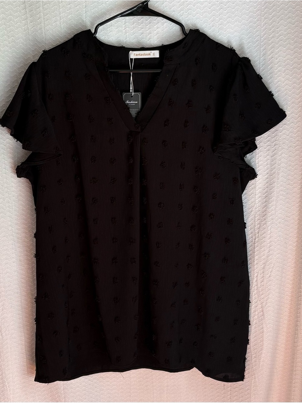 Fantaslook V-neck Swiss Dot/Pom-Pom Chiffon Blouse. Whimsigoth, Smart Casual
2XL